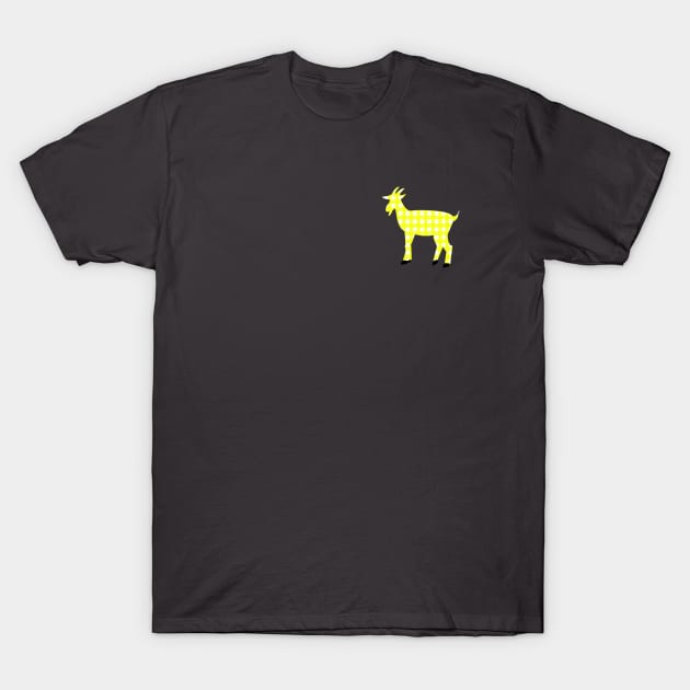 Lispe Goat with Yellow Gingham Check T-Shirt by Lispe